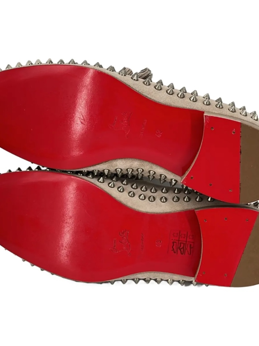 Christian Louboutin Tassel Spikes Flat Stone Suede Loafers Mens Sz 43 - Picture 5 of 8
